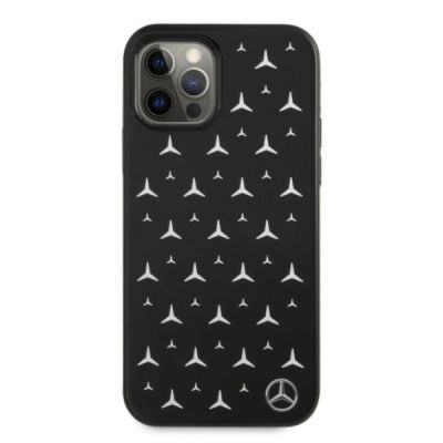 3. Mercedes Schutzhülle mit silbernem Sternenmuster für iPhone 12 / iPhone 12 Pro, Schwarz