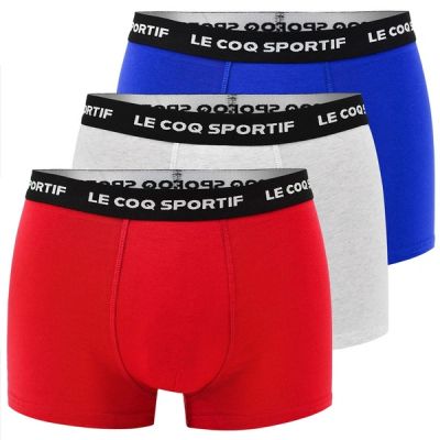 Le Coq Sportif Herren-Boxershorts, 3er-Pack, rot, grau, marineblau