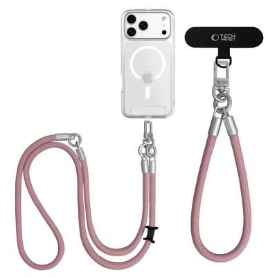 4. Tech-Protect C10S Crossbody-Handytasche (114 cm) + Handschlaufe (31 cm) – Pinkfarbenes Titan