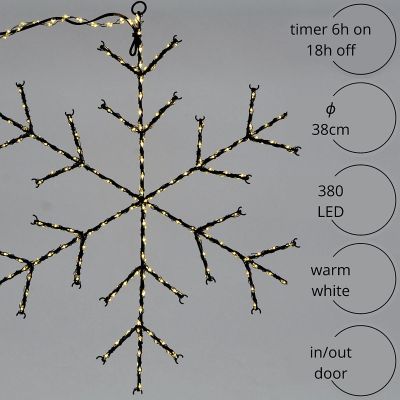 6. DEKORATIVER HÄNGE-SCHNEEFLOCKE MIT 380 LED, WARMWEISS