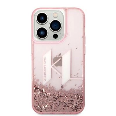 3. Karl Lagerfeld KLHCP14LLBKLCP iPhone 14 Pro 6.1" Pink / Pink Hardcase Liquid Glitter Big KL