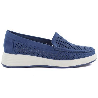 2. Blaue Damen-Plateauschuhe mit Lochmuster, Sergio Leone MK097H