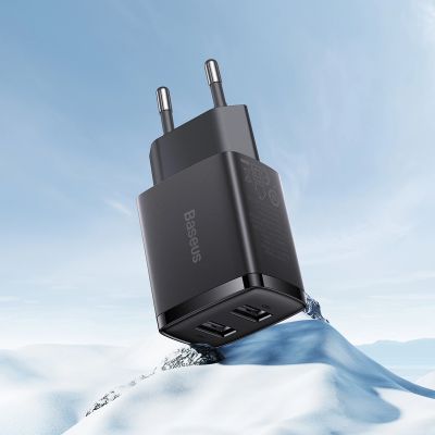 9. Baseus Compact Ladegerät 2x USB 10,5W schwarz (CCXJ010201)