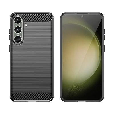 5. Hülle für Carbon Case Samsung Galaxy S24+ flexible Silikon-Carbon-Hülle - Schwarz