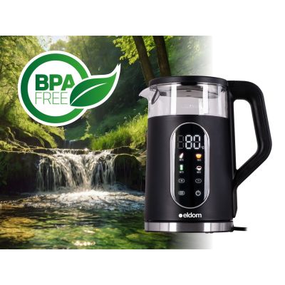 13. ELDOM Kabelloser Wasserkocher mit Temperaturregelung C560 NUVIA 2000W 1,7 L, LED-Anzeige, Wassertemperaturregelung