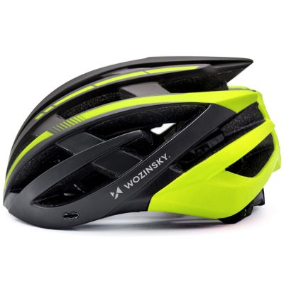 6. Wozinsky MTB-Fahrradhelm mit abnehmbarem Visier und USB-Rücklicht, Größe L – Schwarz und Gelb