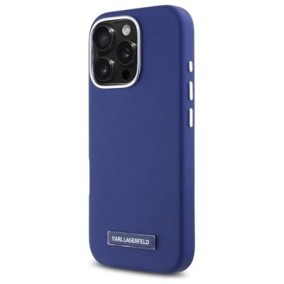 2. Karl Lagerfeld FW Metal Plate MagSafe Hülle für iPhone 16 Pro – Blau