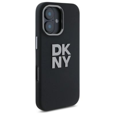 2. DKNY Liquid Silicone Metal Logo Hülle für iPhone 16 – Schwarz