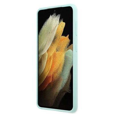 5. Guess, GUHCS21MLSLMGLB S21+ G996 blau/blaues Hardcase Silikon-Schriftzug-Metall-Logo