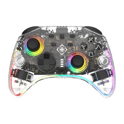 Deltaco Gaming GAM-198-T Transparenter Bluetooth/USB-Gamecontroller für Nintendo Switch, Nintendo Switch 2, Nintendo Switch OLED, Android und PC