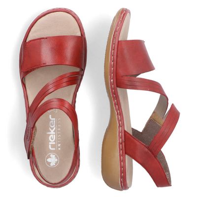 20. Rieker W RKR685 bequeme Ledersandalen rot