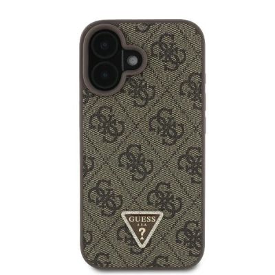 3. Guess Leder-Metall-Logo-Strass-Umhängetasche für iPhone 16 – Braun