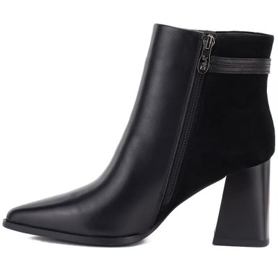 3. Schwarze Damen-Ankle-Boots aus Leder mit hohem Absatz, D&A S.Barski CR62-3477