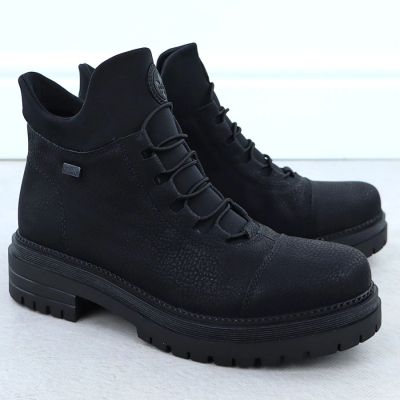 11. Damen-Lederboots im Worker-Stil mit Gummizug, Schwarz, Rieker Y3163-00