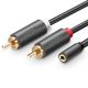 Ugreen AV102 10561 Audio-Miniklinkenkabel 3,5 mm (weiblich) – 2RCA (männlich) 0,25 m – grau