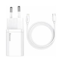 Baseus Cube 20W PD USB-C-Wandladegerät mit Baseus Superior Lightning PD 20W 1m Kabel – Weiß
