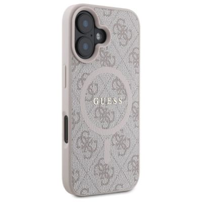 4. Guess 4G Ring Classic Logo MagSafe-Hülle für iPhone 16 – Rosa