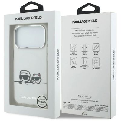 8. Karl Lagerfeld IML Karl & Choupette Peekaboo Logo MagSafe Hülle für iPhone 17 Pro - Weiß