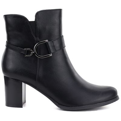 2. Gefütterte Damen-Ankle-Boots mit Blockabsatz, schwarz, M.Daszyński SA125-32