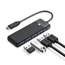 Orico PAPW4A-C3 USB-Hub mit 4 Anschlüssen (4x USB-A 3.0, 0,15 m Kabel) – Schwarz