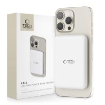 Tech-Protect LifeMag PB10 Powerbank mit MagSafe 5000 mAh 15 W USB-C-Anschluss – weiß + USB-C-Kabel