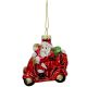 2. GLASKUGEL ALS FORMFIGUR WEIHNACHTSMANN AUF MOTORRAD SASKA GIFT & DECOR
