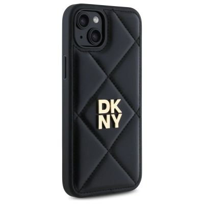 4. DKNY Quilted Stack Logo Hülle für iPhone 15 Plus – Schwarz