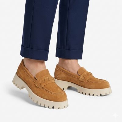 6. Damen-Brogues aus Wildleder, Kamel, Filippo DP7554