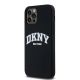 7. DKNY Flüssigsilikon-MagSafe-Hülle mit weißem bedrucktem Logo für iPhone 12/12 Pro – Schwarz