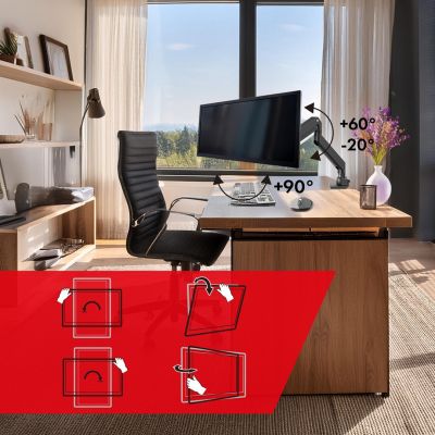 MACLEAN Tischhalterung für LCD-Monitore 17-57", 27 kg, VESA MAX 200x200, Doppelarm MC-968