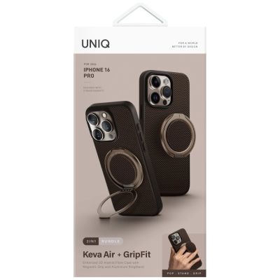 6. Uniq Keva Air Magclick Charging GripFit Case für iPhone 16 Pro - Braun