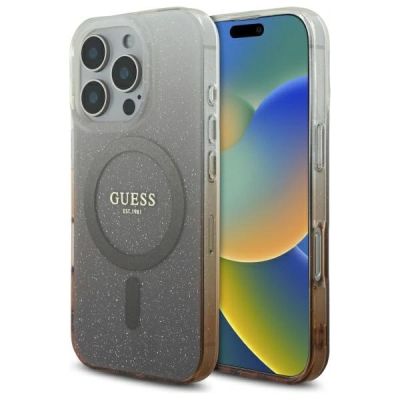 Guess IML Glitter Gradient MagSafe-Hülle für iPhone 16 Pro Max – braun