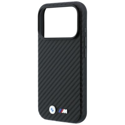 6. BMW M Carbon Metal Logo MagSafe Hülle für iPhone 17 Pro Max / 18 Pro Max - Schwarz