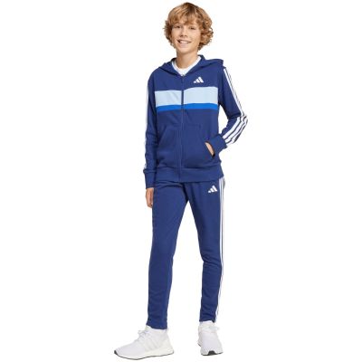 8. adidas Seasonal Essentials Tiberio 3-Streifen French Terry Trainingsanzug für Kinder Marineblau JI6035