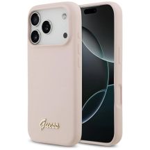 Guess Silicone Script Metal Logo MagSafe Case für iPhone 17 Pro - Pink