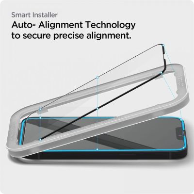 4. Spigen ALM Glass FC gehärtetes Glas für iPhone 13/13 Pro/14 – Schwarz