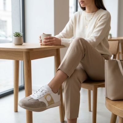 6. Damenlederschuhe in Weiß und Beige Artiker 58C1113