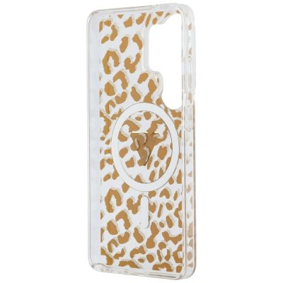 7. Guess IML Leopard Print Dreieckige MagSafe Hülle für Samsung Galaxy S26 Ultra - Braun