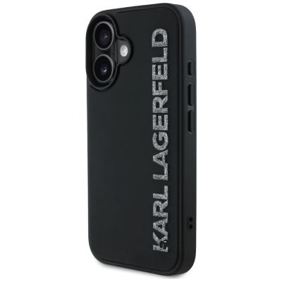 2. Karl Lagerfeld HC 3D Rubber Längliche Glitzer iPhone 16 Hülle - Schwarz