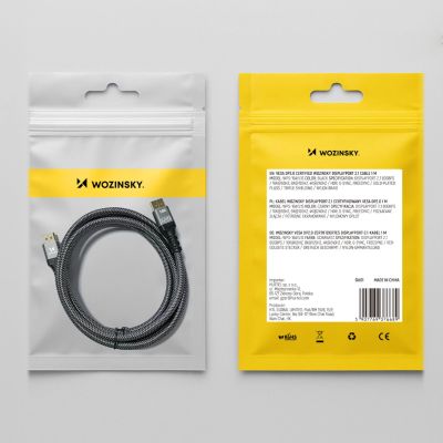 11. Wozinsky WPS-16AYL3S DisplayPort 2.1 Kabel 80 Gbit/s 16K@60Hz 8K@120Hz 4K@240Hz HDR HDCP DSC 3m - Schwarz