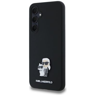 2. Karl Lagerfeld Silikon Karl&Choupette Metal Pin Hülle für Samsung Galaxy A35 – Schwarz