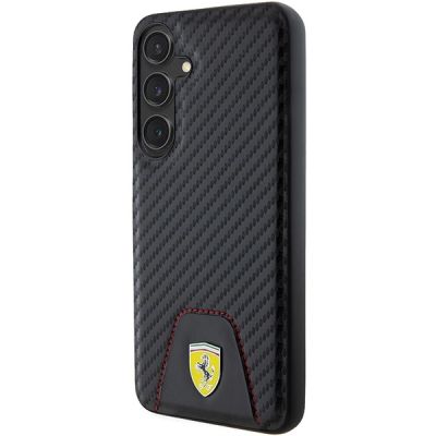 2. Ferrari Carbon Stitched Bottom Case für Samsung Galaxy S24+ – Schwarz