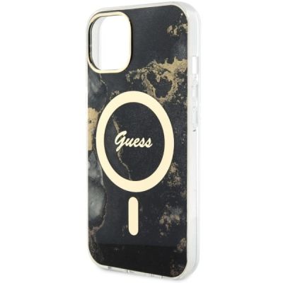 6. Guess, GUHMP14MHTMRSK iPhone 14 Plus 6,7" schwarz/schwarzes Hardcase Golden Marble MagSafe
