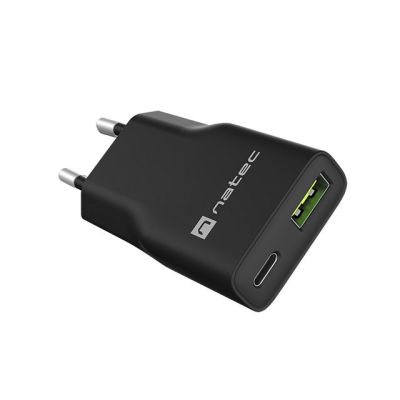 4. NATEC RIBERA GAN SLIM WANDLADEGERÄT 1x USB-A + 1x USB-C 20W SCHWARZ