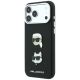 2. Karl Lagerfeld Saffiano Hülle mit Karl & Choupette Köpfen Pins & Logo für iPhone 18 Pro Max / 17 Pro Max - Schwarz