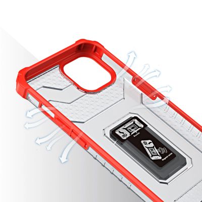 4. Crystal Ring Case robuste Kickstand TPU/PC Panzer Handyhülle Hard Case für iPhone 13 rot