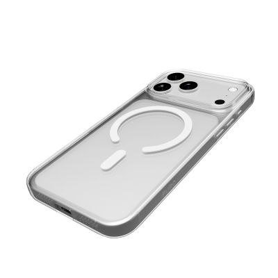 8. Puro Lite Mag TPU+PC Hülle kompatibel mit MagSafe für iPhone 17 Pro - Transparent mit weißem Ring