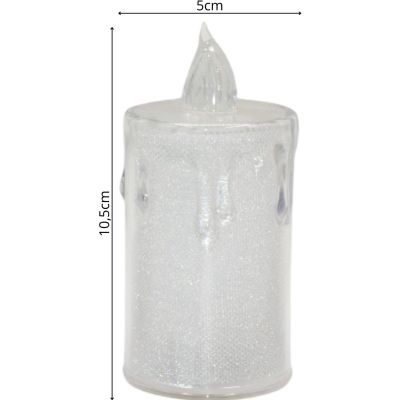 11. Dekorative Kerze, 10,5 cm, transparent, warmweiß, 1 LED