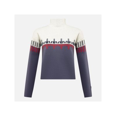 6. ROSSIGNOL W PATTERNED TN SWEATER blauer Damenpullover