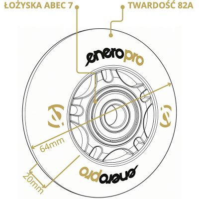8. ENERO PRO PU-Roller-Skate-Rollen 64 mm, 4 Stück mit ABEC 7 LED-Kugellagern